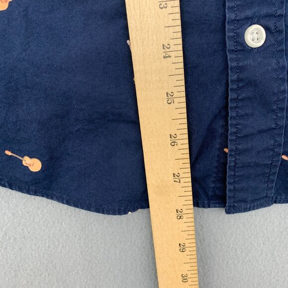 J. Crew Button Shirt Mens Size Medium Hawaii Girl Guitar Short Sleeve Blue - Picture 8 of 16